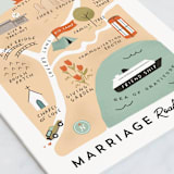 "Marriage Road Map" - Single Greeting Cards in Coral by Crystal Cline - Close-Up