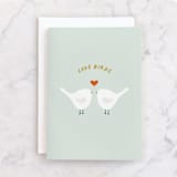 "Love Birds" - Single Greeting Cards in Mint by taylorVdesign - Front