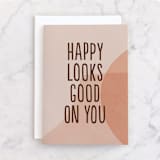 "Happy Looks Good" - Single Greeting Cards in Blush by Robin Ott - Front