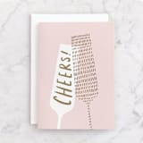 "Cheers Glass" - Single Greeting Cards in Blush by Kelly Williams - Front