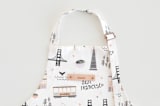 "San Francisco" - Personalizable Children's Apron in Violet by Kristie Kern - Tag in Bodoni Regular