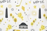 "Washington DC" - Personalizable Children's Apron in Cement by Kristie Kern - Fabric Detail