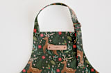 "Festive Deer" - Personalizable Children's Apron in Forest by Elly - Tag in Bodoni Regular