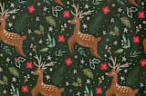 "Festive Deer" - Personalizable Children's Apron in Forest by Elly - Fabric Detail
