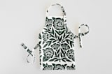 "Block Print Floral" - Personalizable Children's Apron in Dark Teal by Katharine Watson - Apron without personalization