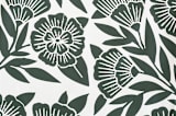 "Block Print Floral" - Personalizable Children's Apron in Dark Teal by Katharine Watson - Fabric Detail