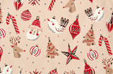 "Retro Ornaments" - Personalizable Children's Apron in Coral by Vivian Yiwing - Fabric Detail