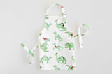 "Darling Dinos" - Personalizable Children's Apron in Mint by Jessie Steury - Apron without personalization