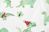 "Darling Dinos" - Personalizable Children's Apron in Mint by Jessie Steury - Fabric Detail