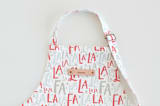 "Festive FaLaLa" - Personalizable Children's Apron in Red Berry by Hooray Creative - Tag in Bodoni Regular