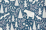 "Winter Woodland" - Personalizable Children's Apron in Navy by Kristen Knechtel - Fabric Detail