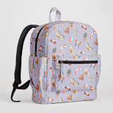 "Spring Butterfly" - Small Backpack in Lavender by Chi Hey Lee - Side and Exterior Pockets