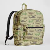 "Chopters" - Small Backpack in Tan by Rebecca Smith - Side and Exterior Pockets