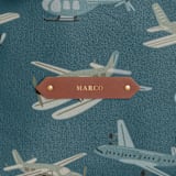 "Up in the Sky" - Small Backpack in Pewter by Jennifer Holbrook - Tag in Revista Black
