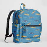 "Race Car" - Small Backpack in Slate by Ashley Presutti Beasley - Side and Exterior Pockets