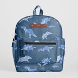 "Dinogami" - Small Backpack in Indigo by Tamara Hilje - Front with Optional Personalization
