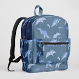 "Dinogami" - Small Backpack in Indigo by Tamara Hilje - Side and Exterior Pockets