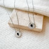 "Custom Silhouette Engraved Necklace" - Keepsakes in silver by Lindsay Kelly Art