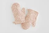 "Animal Dots" - Children's Oven Mitt Set in Tan by Michelle Fifis - Overhead