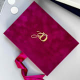 "Wedding Invitation Fuchsia Pink Velvet Box With Wedding Monogram for 5x7 Cards" - Keepsake Boxes in pink by Self Stationery
