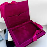 "Wedding Invitation Fuchsia Pink Velvet Box With Wedding Monogram for 5x7 Cards" - Keepsake Boxes in pink by Self Stationery