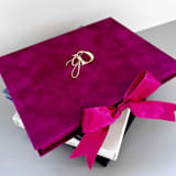 "Wedding Invitation Fuchsia Pink Velvet Box With Wedding Monogram for 5x7 Cards" - Keepsake Boxes in pink by Self Stationery