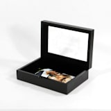 "Personalized Wedding Keepsake Memories Storage Box with Glass Cover - Black" - Keepsake Boxes in black by Soulmatebox