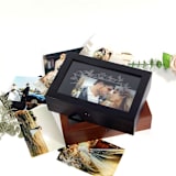 "Personalized Wedding Keepsake Memories Storage Box with Glass Cover - Black" - Keepsake Boxes in black by Soulmatebox