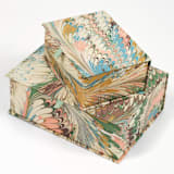"Hand-Marbled Keepsake Box Set in Flatiron Feathers - Set of 2" - Keepsake Boxes in multicolor by Inner Child