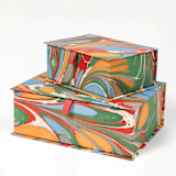 "Hand-Marbled Keepsake Box Set in Marais - Large" - Keepsake Boxes in multicolor by Inner Child