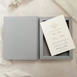 "Custom Gold Foil Initials Linen Keepsake Box for 5x7 Invitation" - Keepsake Boxes in gray by Self Stationery