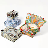 "Hand-Marbled Keepsake Box Set in Ocean Wave - Set of 2" - Keepsake Boxes in blue by Inner Child