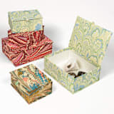 "Hand-Marbled Keepsake Box Set in Flatiron Feathers - Large" - Keepsake Boxes in multicolor by Inner Child