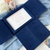 "Royal Blue Velvet Box for 5x7 Acrylic Invitation, Navy Gatefold Invitation Box, Keepsake" - Keepsake Boxes in blue by Self Stationery