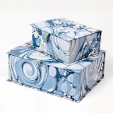 "Hand-Marbled Keepsake Box Set in Ocean Wave - Small" - Keepsake Boxes in blue by Inner Child