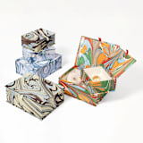 "Hand-Marbled Keepsake Box Set in Kyoto - Small" - Keepsake Boxes in yellow by Inner Child