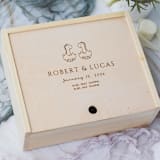 "Personalized Custom Engraved Keepsake Box For Twins" - Keepsake Boxes in beige by Dusky Lark