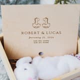 "Personalized Custom Engraved Keepsake Box For Twins" - Keepsake Boxes in beige by Dusky Lark