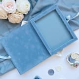 "Dusty Blue Velvet Box for 5 x 7 Cards,  Keepsake Box" - Keepsake Boxes in blue by Self Stationery