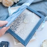"Dusty Blue Velvet Box for 5 x 7 Cards,  Keepsake Box" - Keepsake Boxes in blue by Self Stationery
