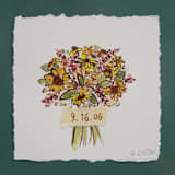 "Custom Bouquet Art in Green Frame" - Keepsake Art in green by Lily Field Studio