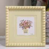 "Custom Bouquet Art in Butter Yellow Frame" - Keepsake Art in yellow by Lily Field Studio