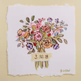 "Custom Bouquet Art in Butter Yellow Frame" - Keepsake Art in yellow by Lily Field Studio