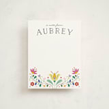 "Folk Florals" - Children’s Stationery in Sky by Amber Barkley - Front