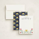 "Folk Florals" - Children’s Stationery in Sky by Amber Barkley - Assembled