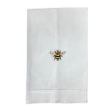 "Linen Hand Towel Embroidered with Bespoke Bumble Bee Design" - Tea Towels in white by Virginia Marcello
