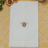 "Linen Hand Towel Embroidered with Bespoke Bumble Bee Design" - Tea Towels in white by Virginia Marcello