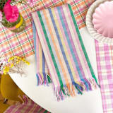 "Maxine Pastel Rainbow Striped Handwoven Cotton Towel" - Tea Towels in multicolorassorted-colors by Archive New York