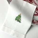 "Holiday Tree Embroidered Hand Towel" - Tea Towels in white by Virginia Marcello