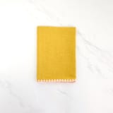 "100% Organic French Linen Mustard Embroidered Tea Towel" - Tea Towels in yellow by Tina Huang